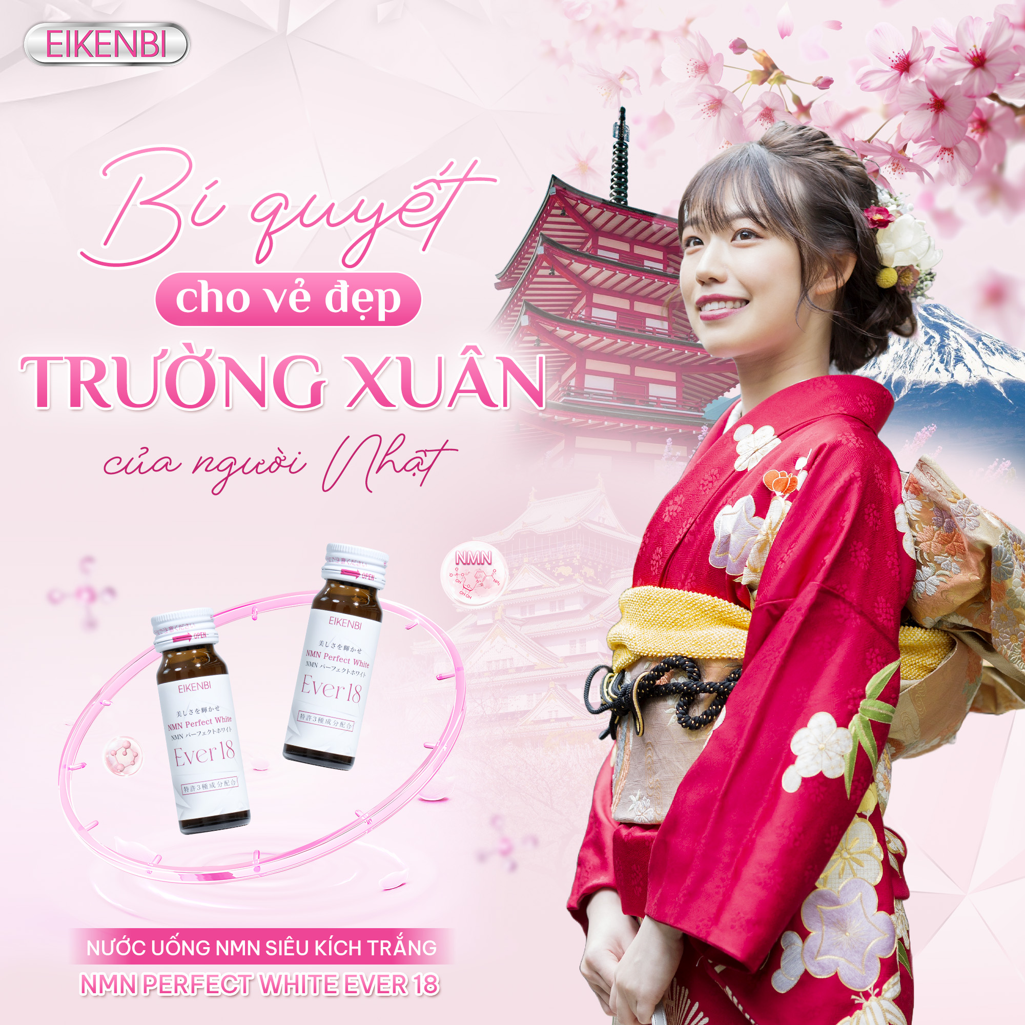 NƯỚC UỐNG SIÊU KÍCH TRẮNG NMN PERFECT WHITE EVER 18 EIKENBI