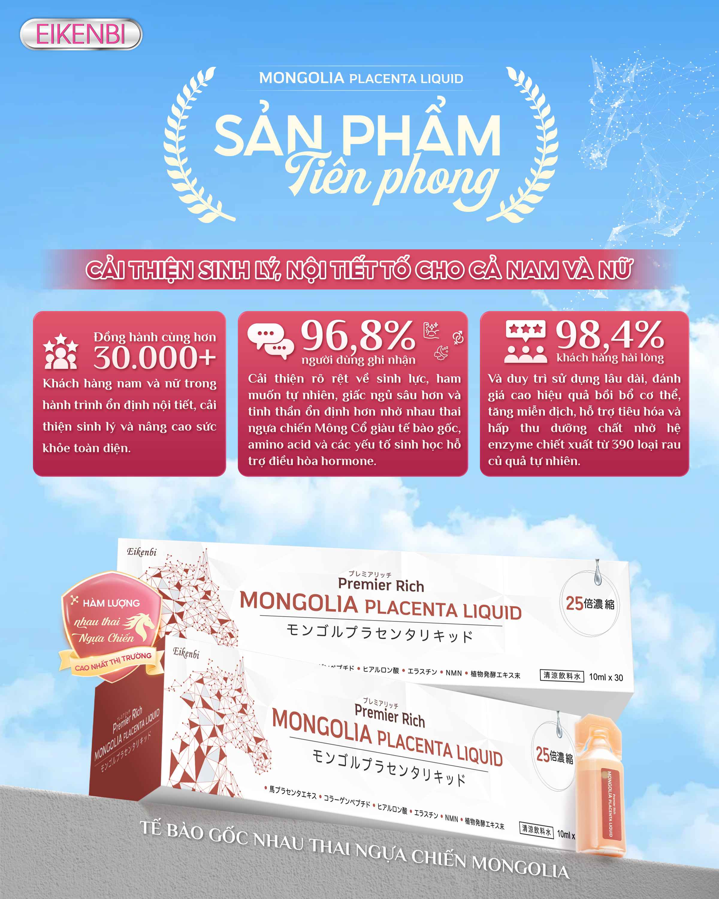 Nước Uống Tế Bào Gốc Nhau Thai Ngựa Mongolia Placenta Liquid Eikenbi