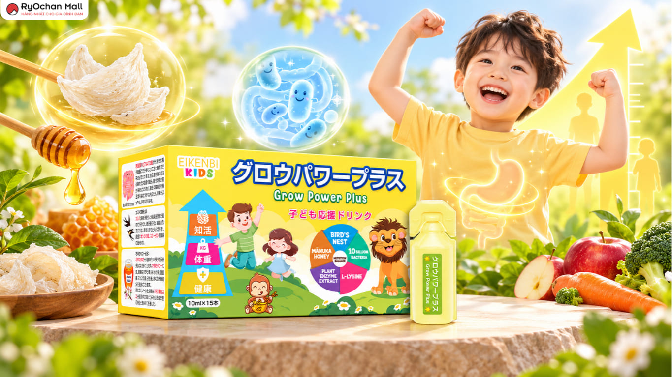 Siro háu ăn lợi khuẩn yến tươi Grow Power Plus Eikenbi Kids