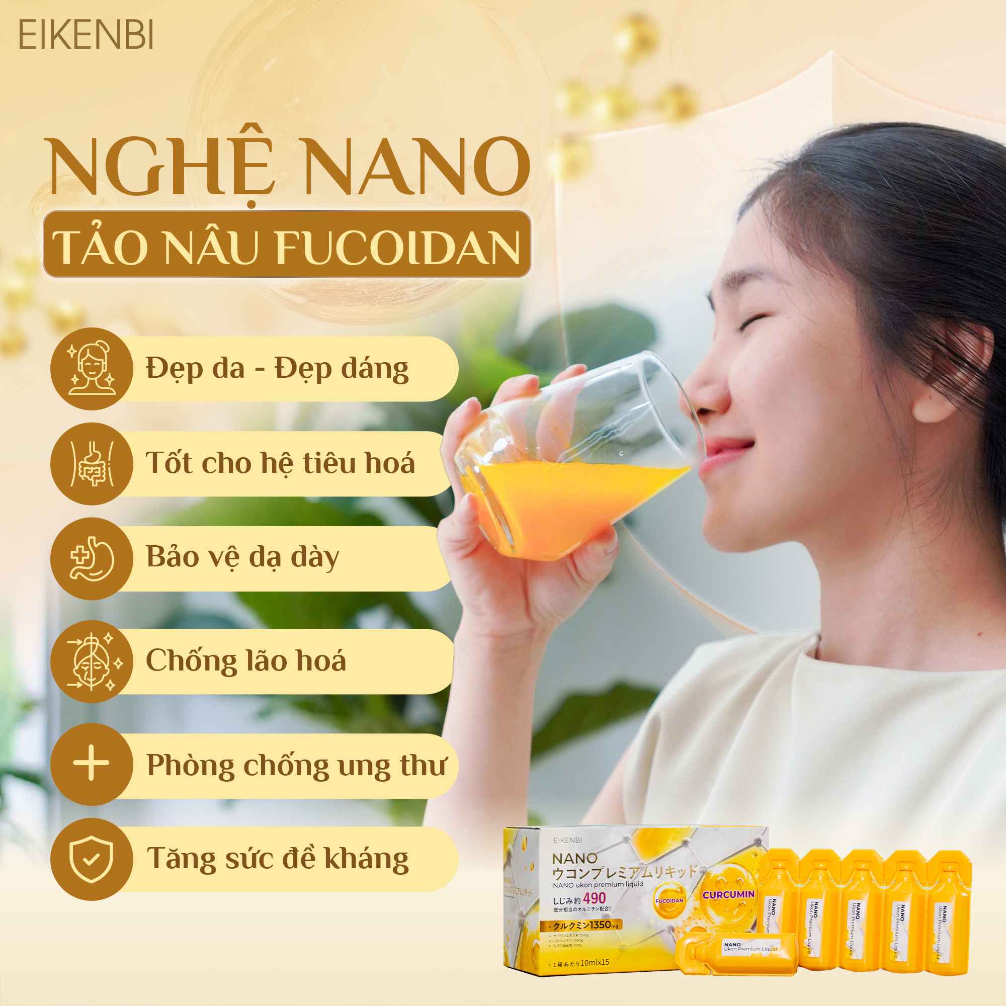 Tinh chất nghệ Nano tảo nâu Fucoidan Eikenbi 