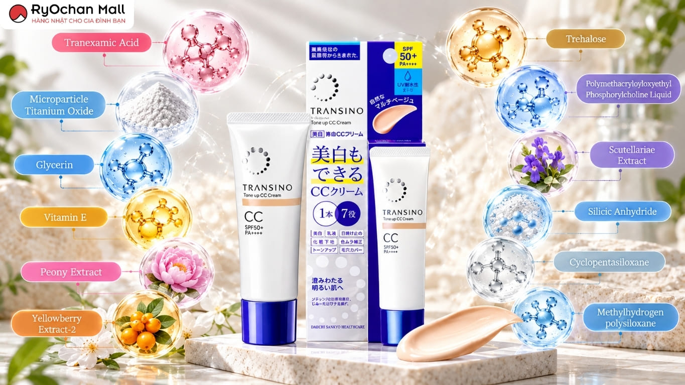 Thành phần của kem nền chống nắng Transino Tone Up CC Cream