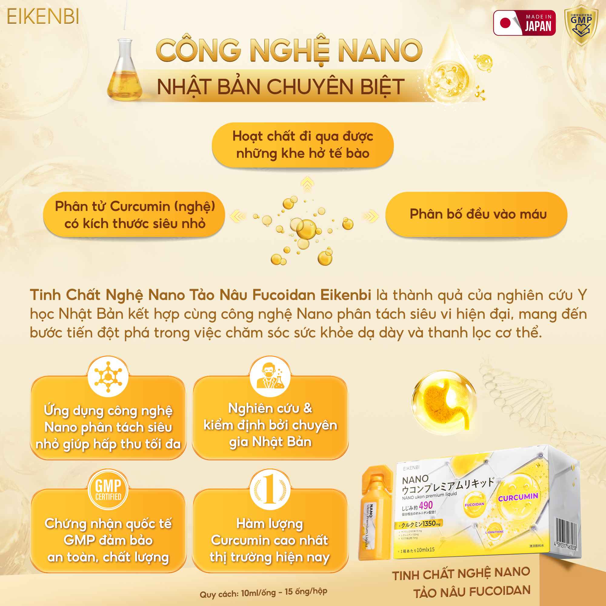 Ưu điểm của sản phẩm nghệ Nano Curcumin tảo nâu Fucoidan Eikenbi