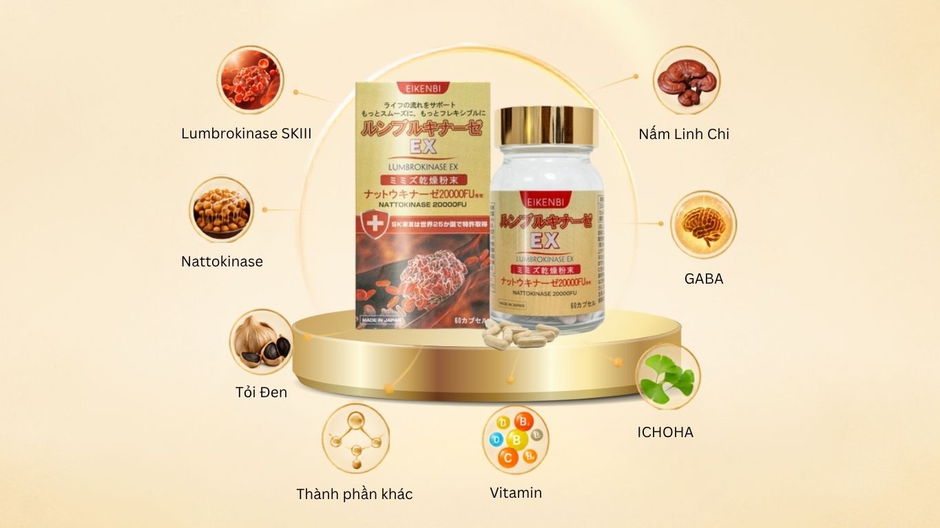 Viên uống tan cục máu đông và chống đột quỵ Lumbrokinase EX Eikenbi