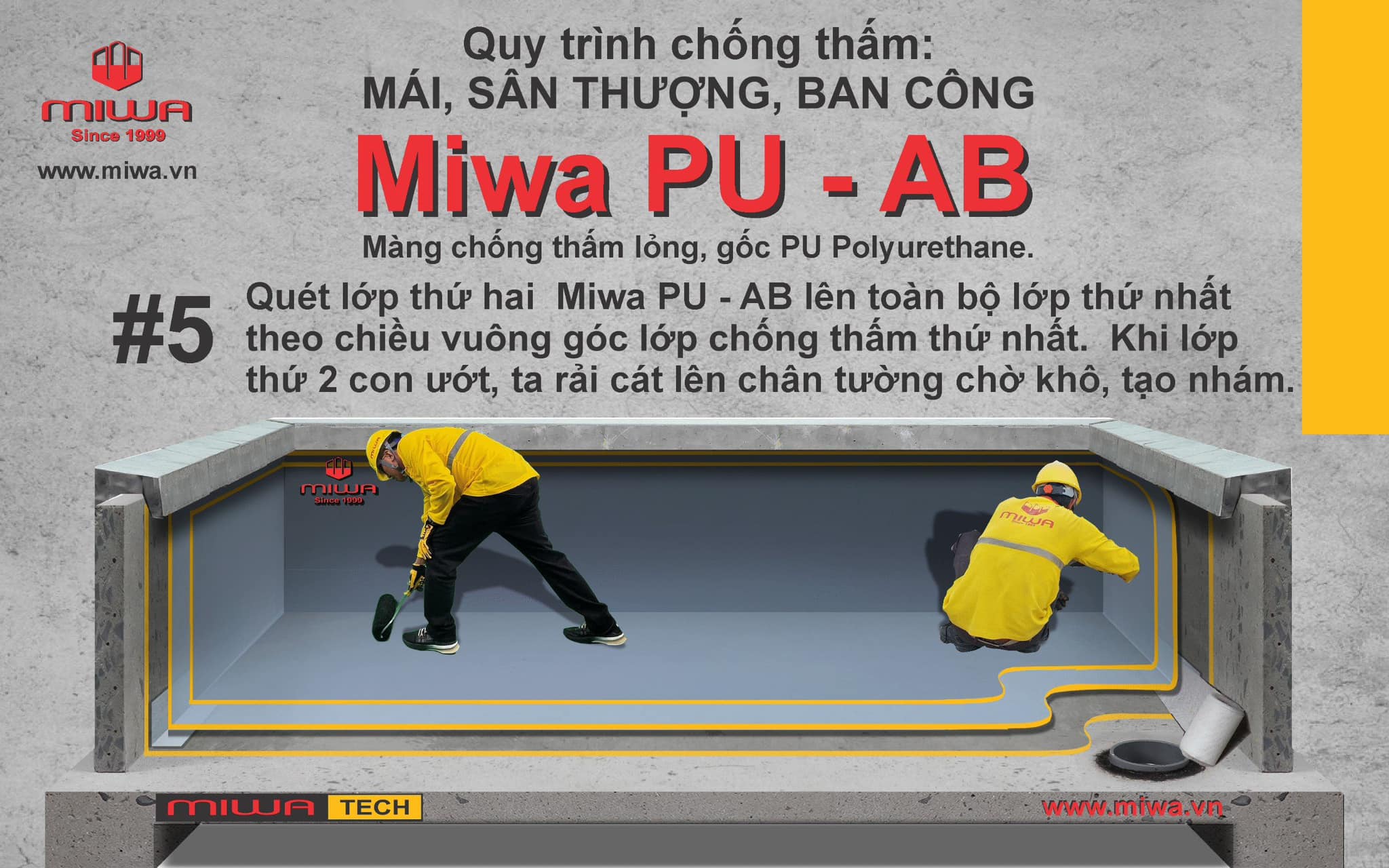 Thi công lớp phủ PU thứ hai
