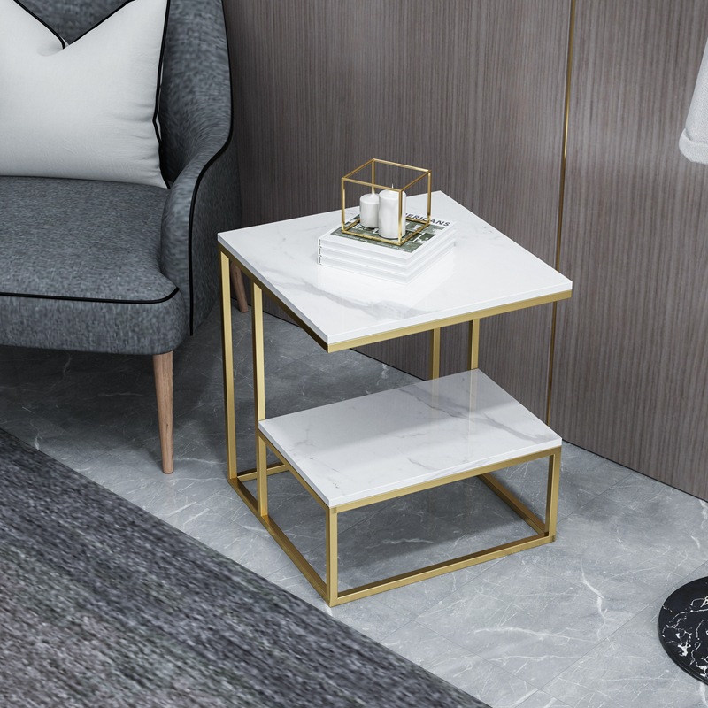 Kệ tab sofa vuông mặt đá 2 tầng BTSF-06