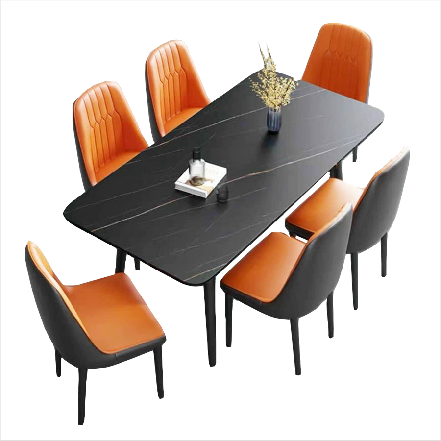 Bộ bàn ăn mặt đá 6 ghế monet không tay cao cấp BBA-71