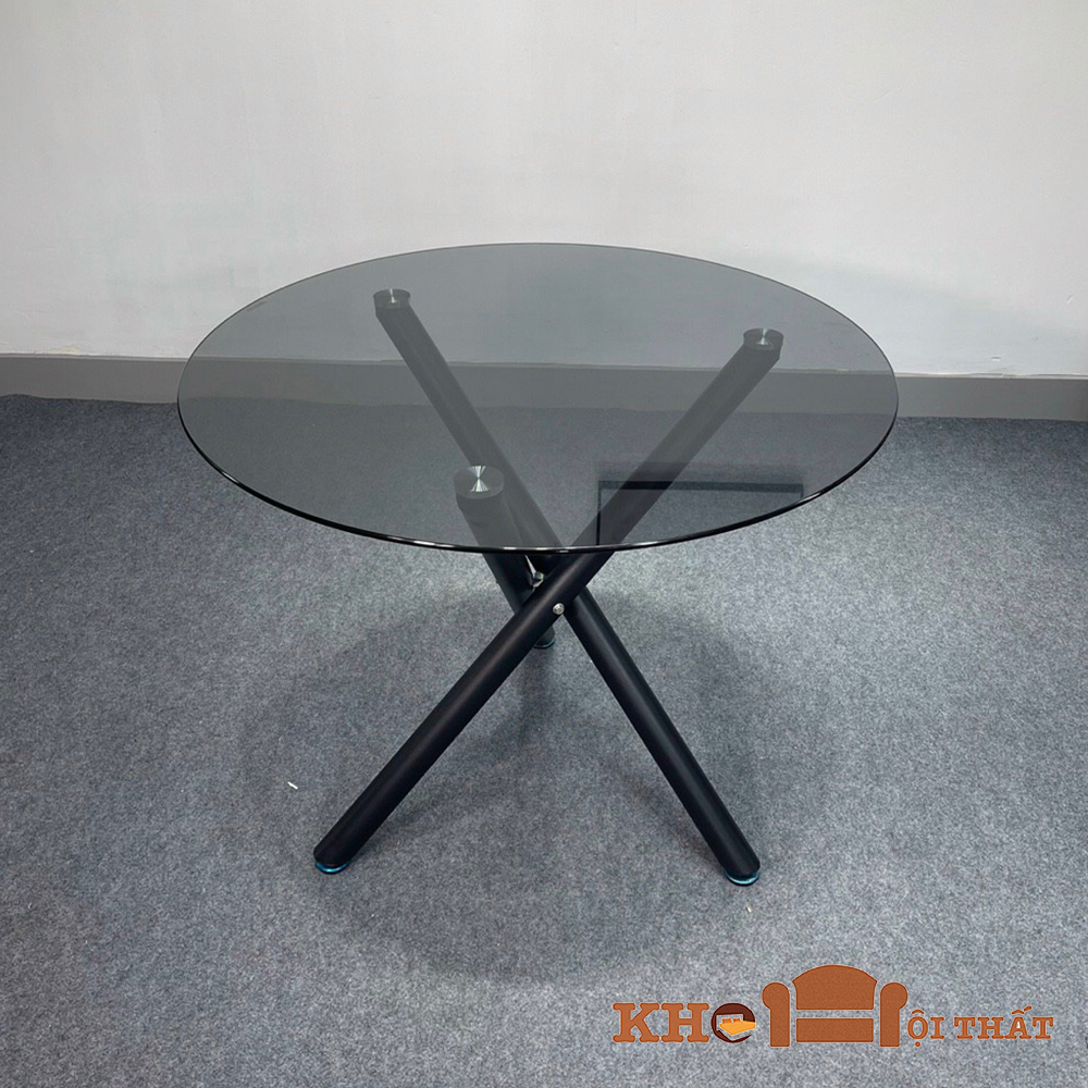 Bàn cafe bàn ăn chân sắt mặt kính cường lực BCF-12