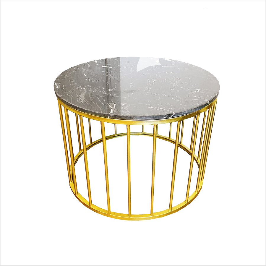 Bàn sofa mặt đá chân sắt hình tròn nhỏ gọn cho căn hộ BTS-10