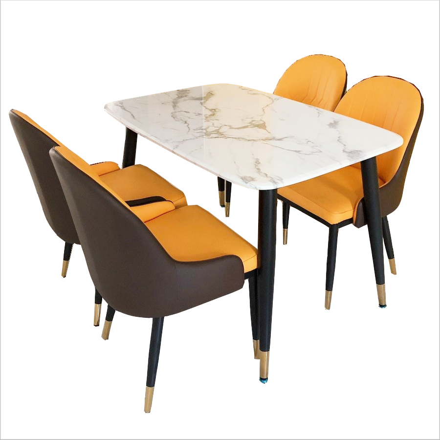 Bộ bàn ăn mặt đá 4 ghế monet BBA-35