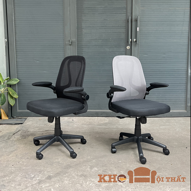 Ghế văn phòng lưới, tay kéo lên xuống, chân nhựa đúc S018