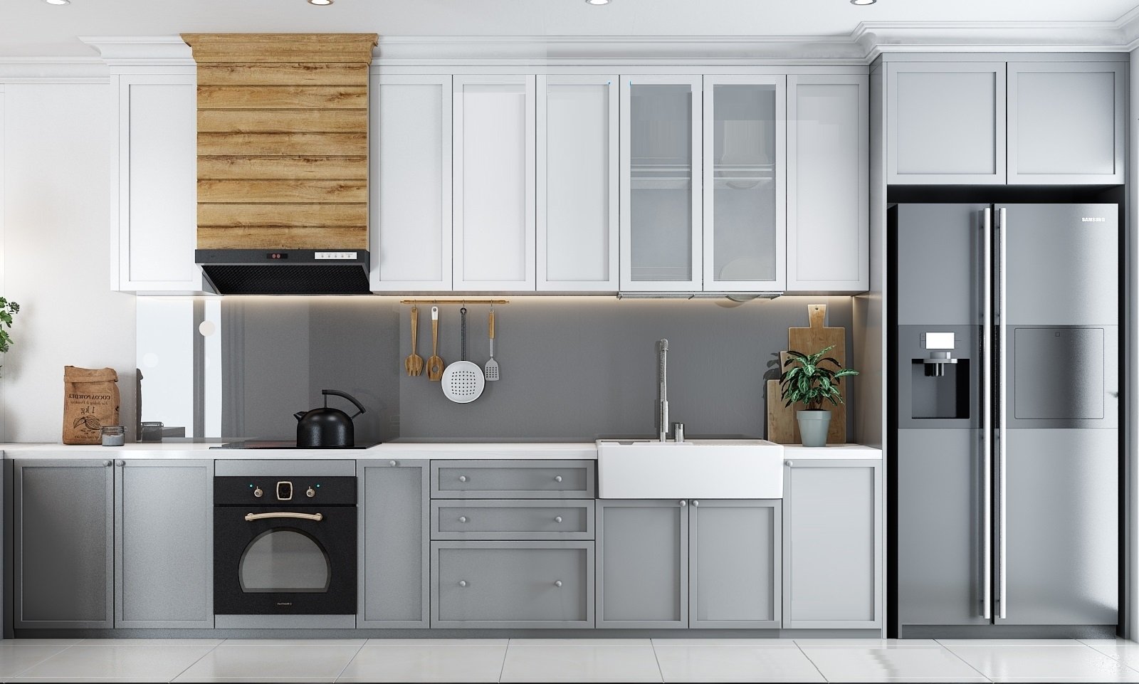 Tủ bếp tân cổ điển gỗ mdf chống ẩm TB-09