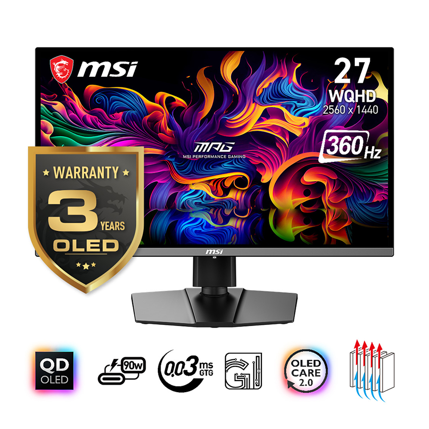 Hình ảnh chụp sản phẩm Video sản phẩm Thông số kỹ thuật Màn hình MSI MPG 271QRX QD-OLED (26.5 inch/WQHD/QD-OLED/360Hz/0.03ms)