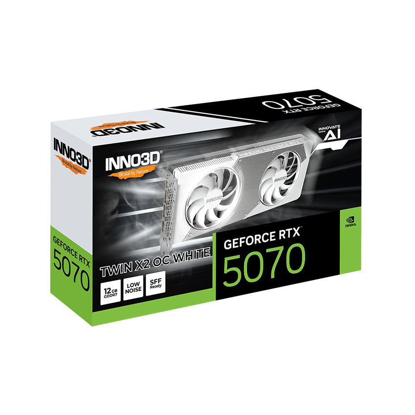 Card màn hình Inno3D Geforce RTX 5070 TWIN X2 OC WHITE/12GB GDDR7/192-bit/ DP+DP+DP+HDMI(N50702-12D7X-195064W) white