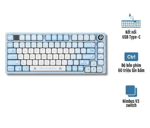 BÀN PHÍM CƠ LEOBOG Hi75 GAMING CÓ DÂY (Phiên bản Xanh dương + trắng/ Space berry/ Nimbus V3 switch)