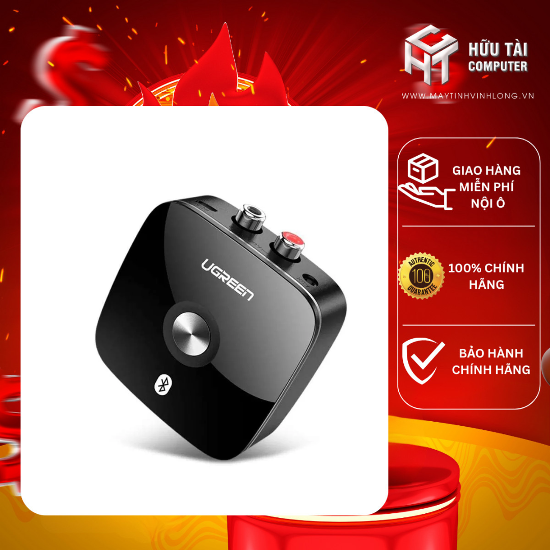 Bộ thu Bluetooth 5.1 cho loa, amly hỗ trợ cổng 3.5mm + RCA chính hãng Ugreen 40759 cao cấp