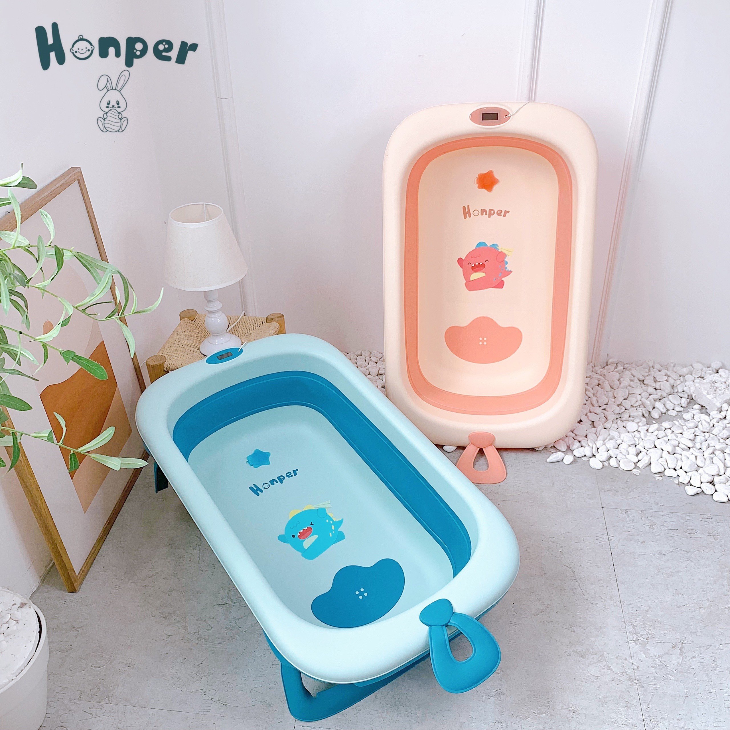 Chậu tắm gấp gọn Honper kèm nhiệt kế