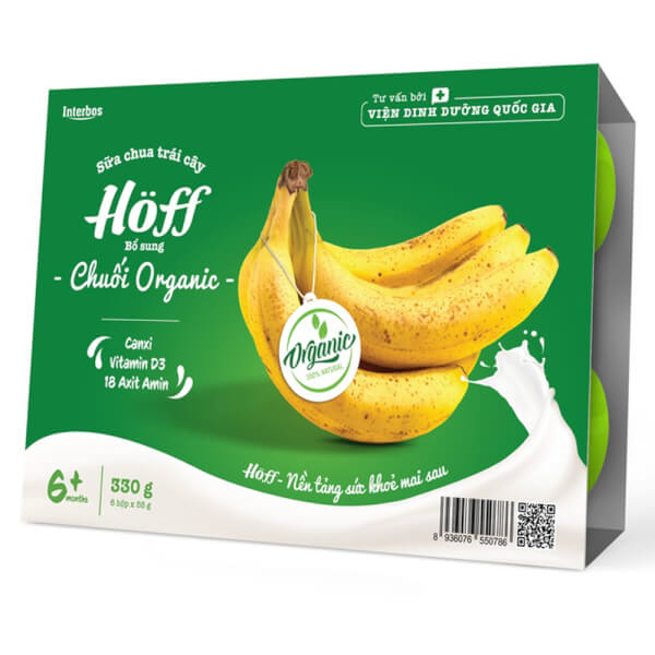Sữa chua trái cây Hoff Organic vị chuối - vỉ