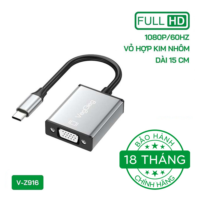 Bộ chuyển đổi VegGieg Type C 3.1 sang VGA V-Z916