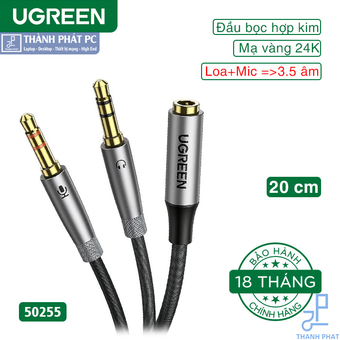 Cáp gộp Mic & Loa sang 3.5mm có Mic Ugreen 50255