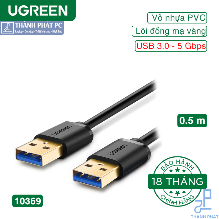 Cáp USB 3.0 hai đầu đực dài 0,5m Ugreen 10369