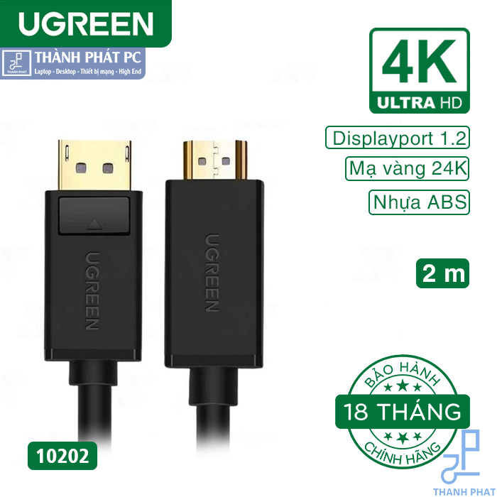 Cáp Displayport to HDMI dài 2m 4K Ugreen 10202 - Main Image