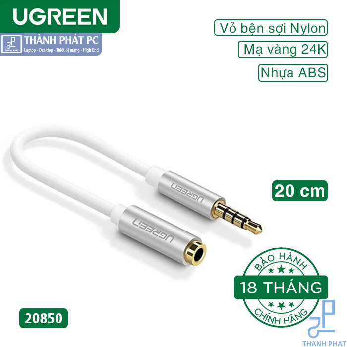 Cáp nối dài âm thanh 3.5mm Mic & Loa dài 20cm Ugreen 20850