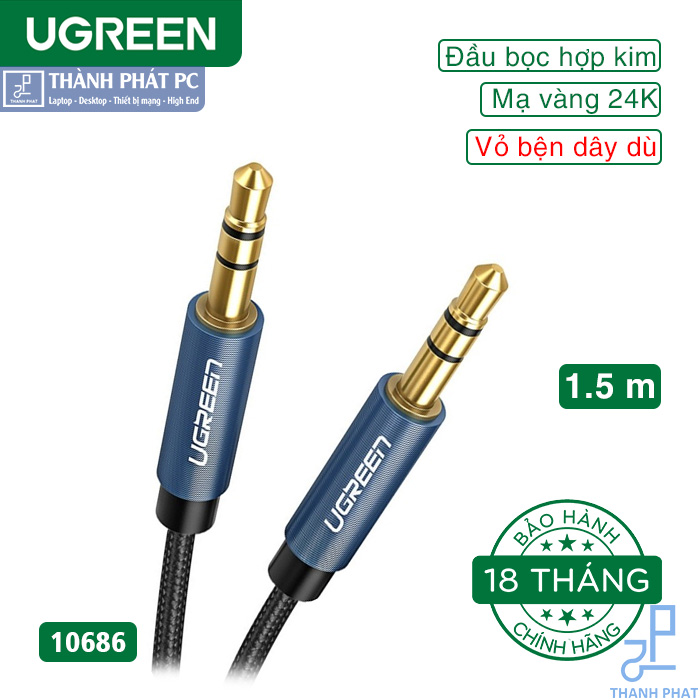Cáp audio 3.5mm bọc dù dài 1,5m Ugreen 10686