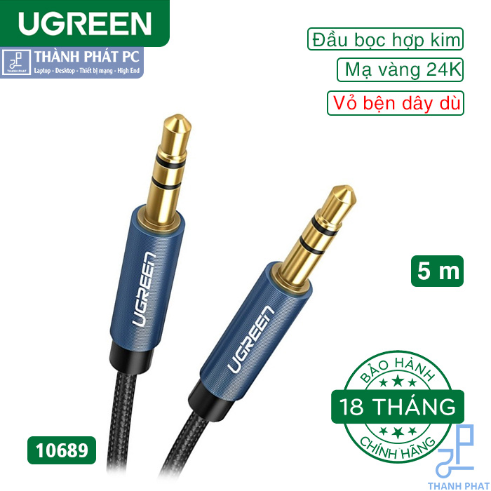 Cáp audio 3.5mm bọc dù dài 5m Ugreen 10689