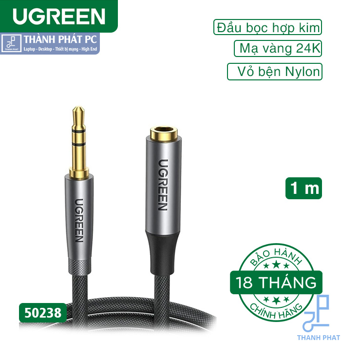 Cáp nối dài âm thanh AUX 3.5mm dài 1m Ugreen 50238