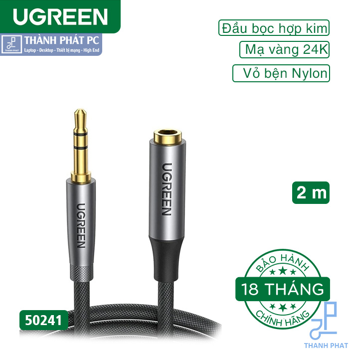 Cáp nối dài âm thanh AUX 3.5mm dài 2m Ugreen 50241