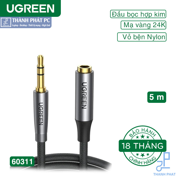 Cáp nối dài âm thanh AUX 3.5mm dài 5m Ugreen 60311