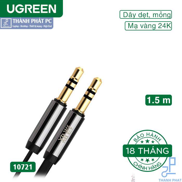 Cáp Audio 3.5mm Dẹt mỏng dài 1.5m Ugreen 10721