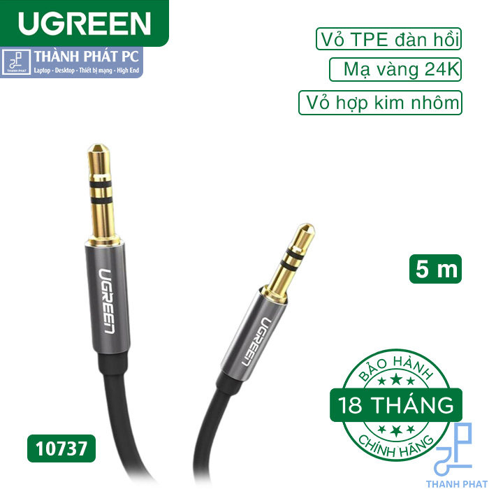 Cáp Audio 3.5mm dây tròn dài 5m Ugreen 10737