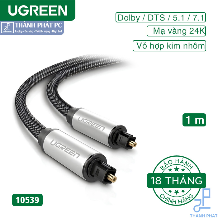 Cáp quang Digital Optical Audio Toslink Vỏ nhôm dài 1m Ugreen 10539