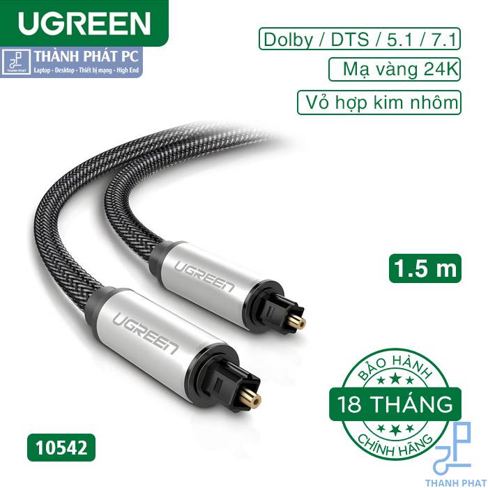 Cáp quang Digital Optical Audio Toslink Vỏ nhôm dài 1.5m Ugreen 10542
