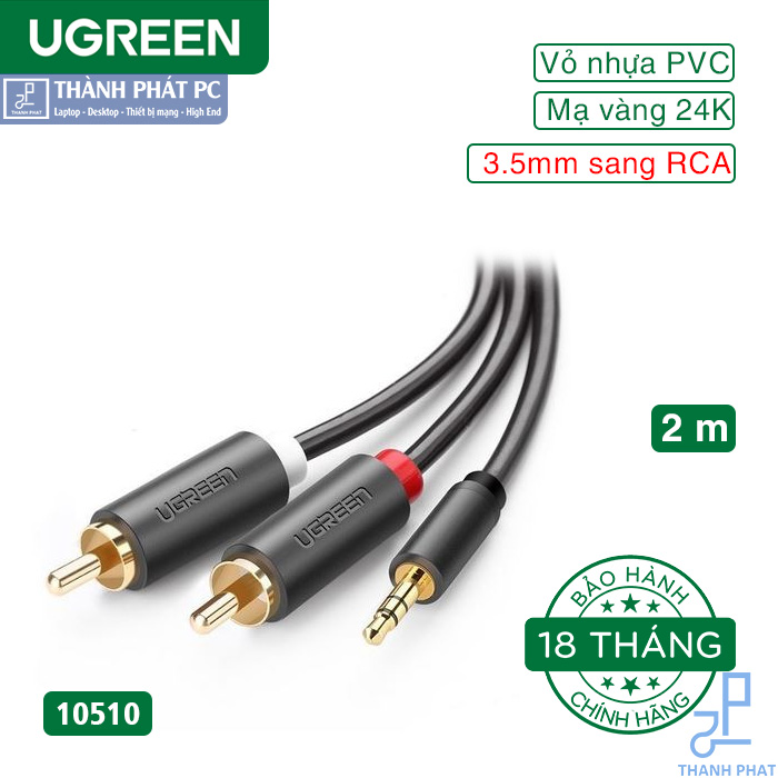 Cáp audio 1 ra 2 RCA (hoa sen) 2m Ugreen 10510