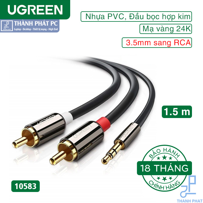 Cáp Audio 3.5mm to RCA dài 1,5m Ugreen 10583