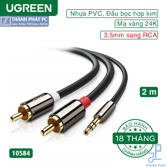 Cáp Audio 3.5mm to RCA dài 2m Ugreen 10584