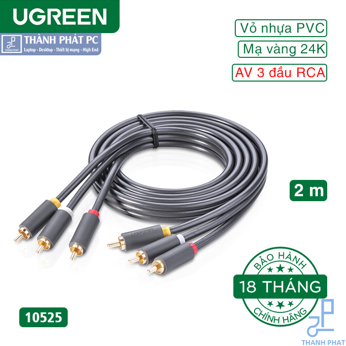 Cáp  AV 3 RCA sang 3RCA dài 2m Ugreen 10525