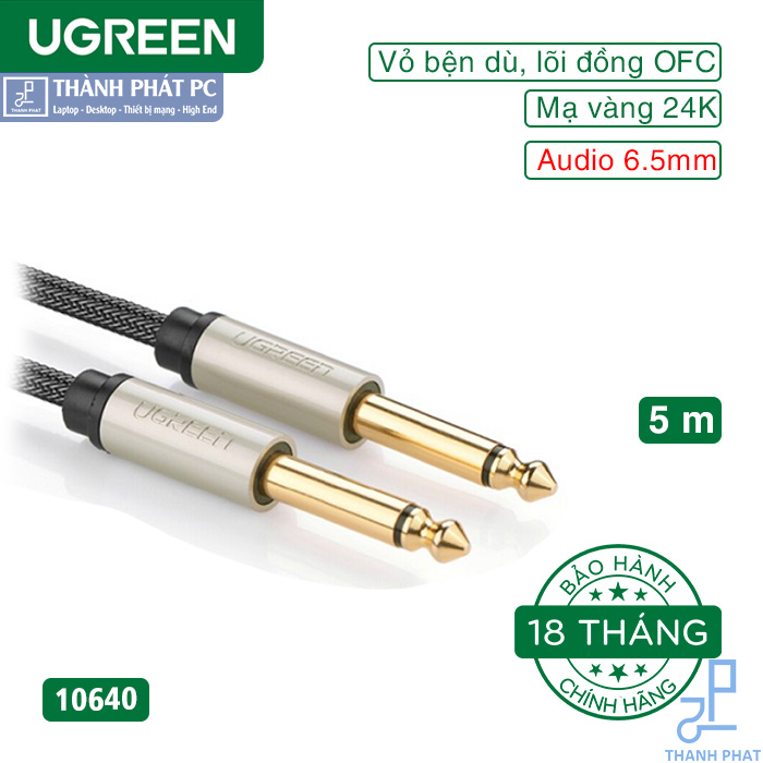 Cáp Audio 6.5mm bọc dù mạ vàng dài 5m Ugreen 10640