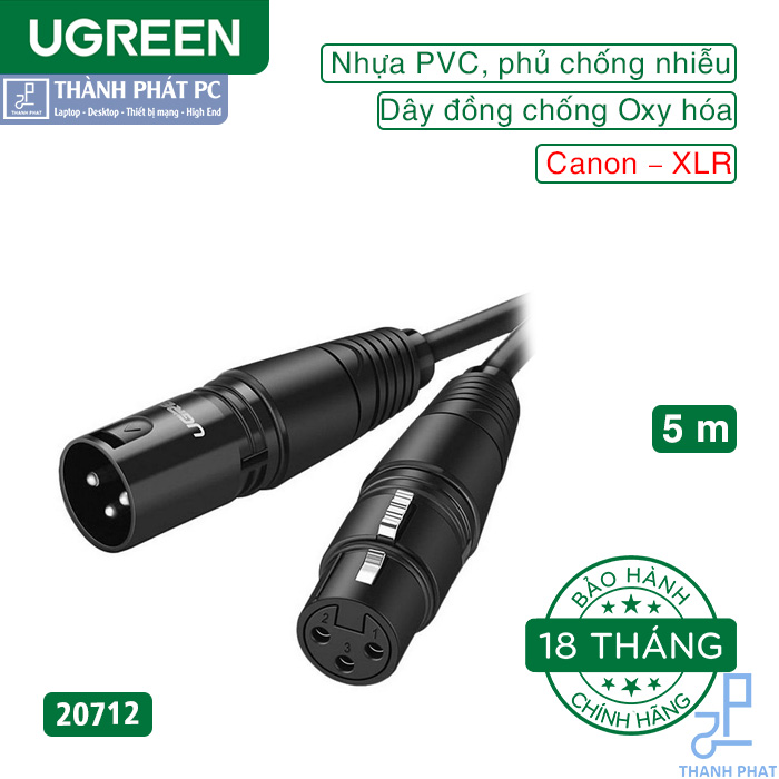 Cáp nối dài Microphone XLR âm dương dài 5m Ugreen 20712