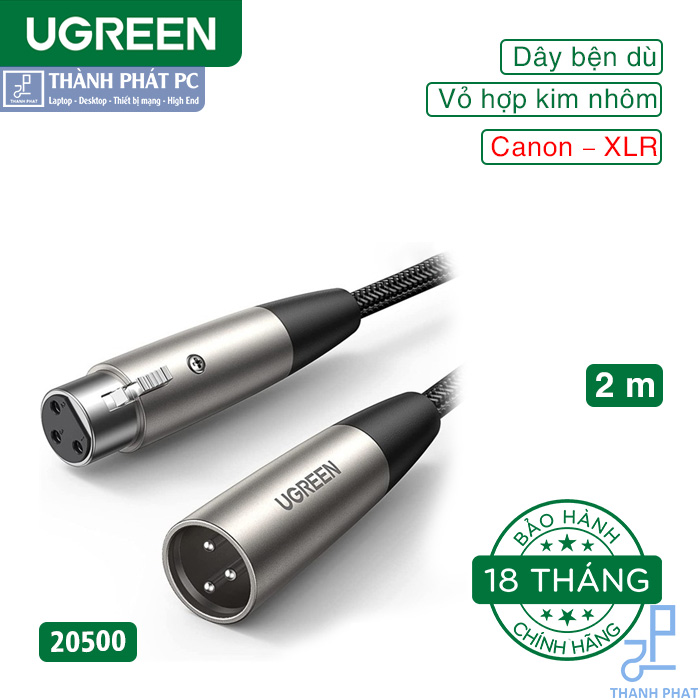 Cáp nối dài XLR 3pin âm dương bọc dù dài 2m Ugreen 20500