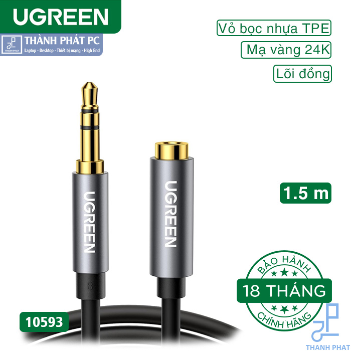 Cáp Audio 3.5mm nối dài 1,5m chính hãng Ugreen 10593