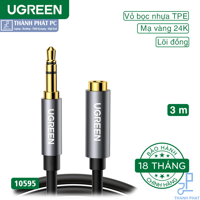 Cáp Audio 3.5mm nối dài 3m chính hãng Ugreen 10595