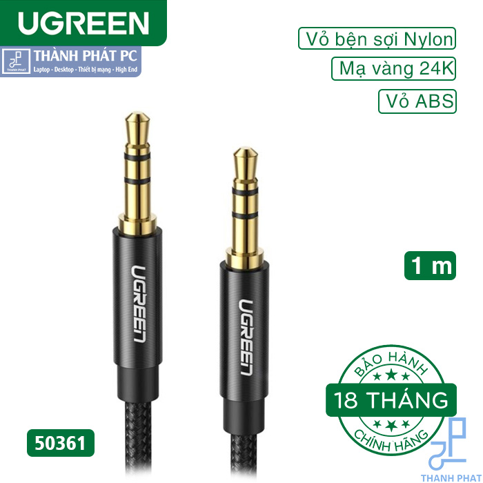 Cáp âm thanh 3.5mm 2 đầu dương dài 1m Ugreen 50361