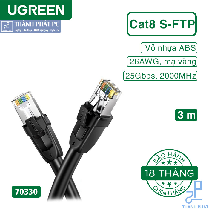 Cáp mạng Cat8 S/FTP đúc sẵn dài 3m Ugreen 70330