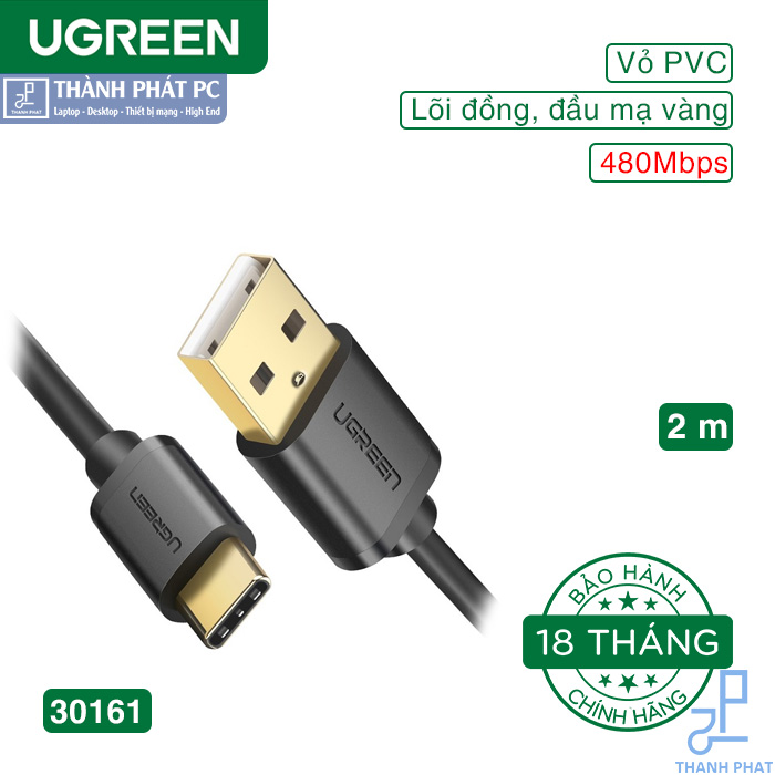 Cáp USB Type-C to USB 2.0 dài 2m Ugreen 30161