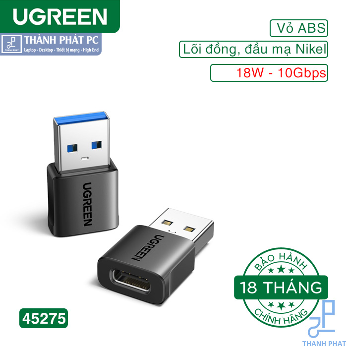 Đầu chuyển đổi USB-A sang USB-C 10Gbps Ugreen 45275 (2 chiếc)