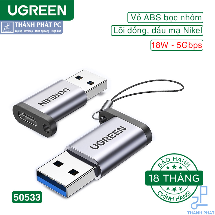 Đầu chuyển USB 3.0 to USB Type-C Ugreen 50533