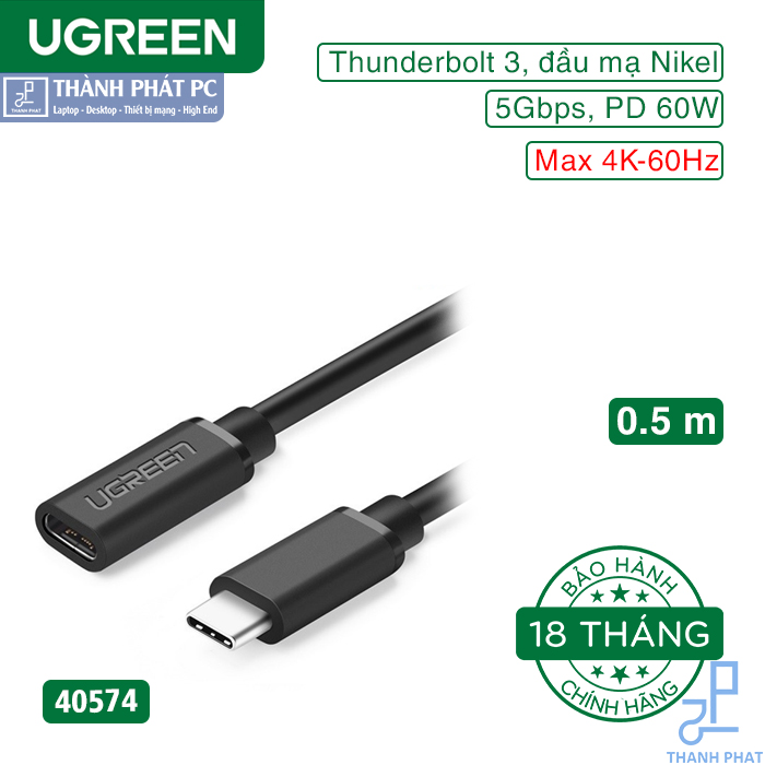 Cáp nối dài Thunderbolt 3 (Male/Female) dài 0,5m Ugreen 40574